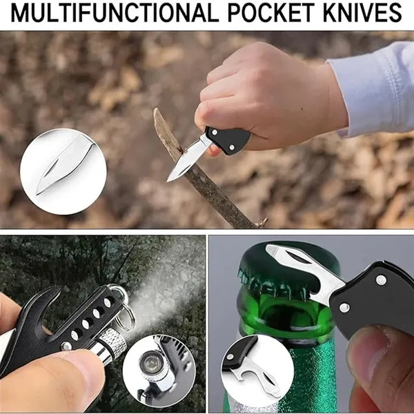 Mini Guitar-Shaped3-in-1 Keychain Knife with Bottle Opener