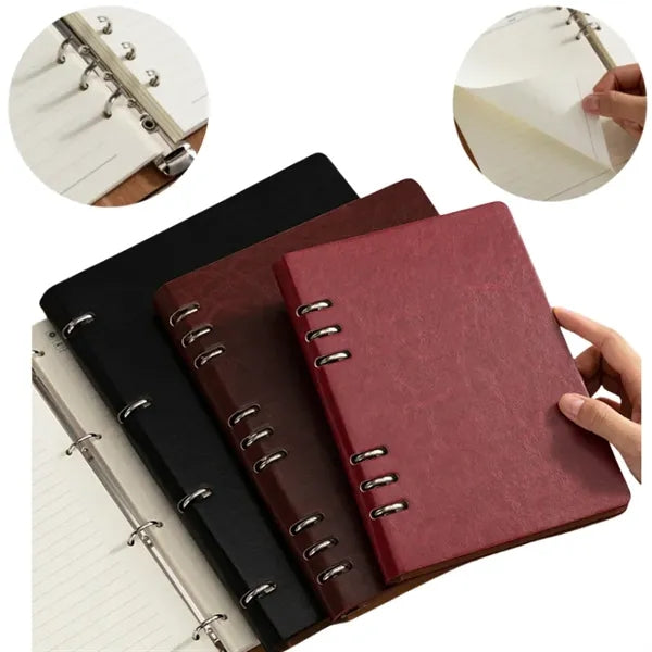 Ring Binder Refillable Leather Journal Notebook