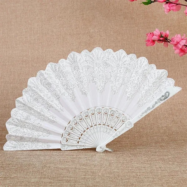 Chinese Folding Vintage Fan with Hot Gold Pattern