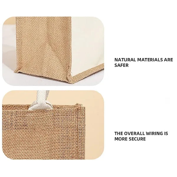 Natural Burlap And Canvas Tote Waterproof Shopping Bag