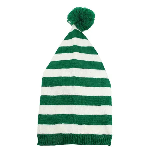 Red Green Striped Knitted Hat