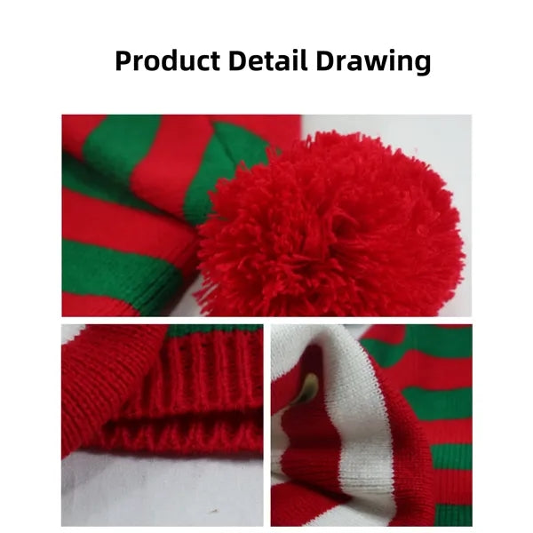 Red Green Striped Knitted Hat