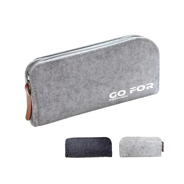 Flat Style Felt Pencil Pouch Bag With Zipper