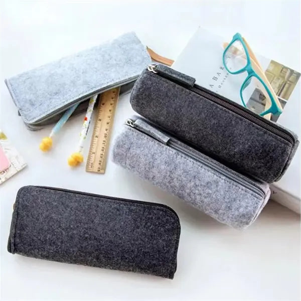 Flat Style Felt Pencil Pouch Bag With Zipper