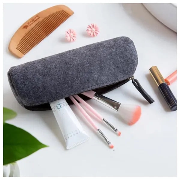 Flat Style Felt Pencil Pouch Bag With Zipper