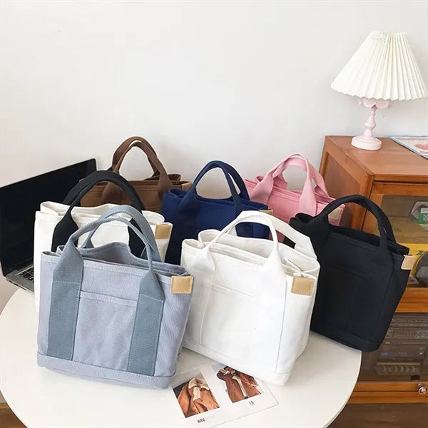 Canvas Tote Satchel Shoulder Bag Zipper Purse Handbag