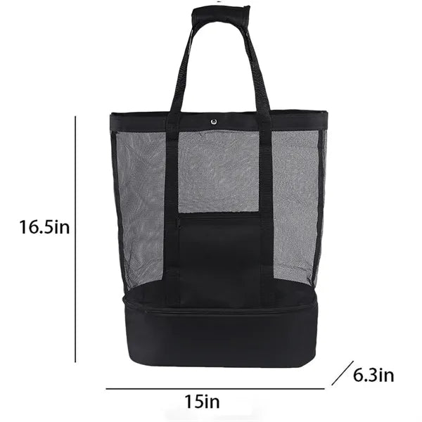 With Cooler beach tote bags Mesh Zipper Waterproof Sandproof