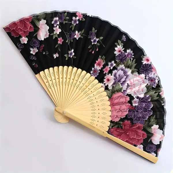 Chines Vintage Folding Baoboo Fans with Flower Wedding Gifts