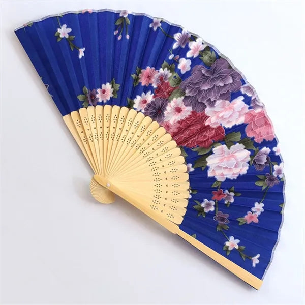 Chines Vintage Folding Baoboo Fans with Flower Wedding Gifts