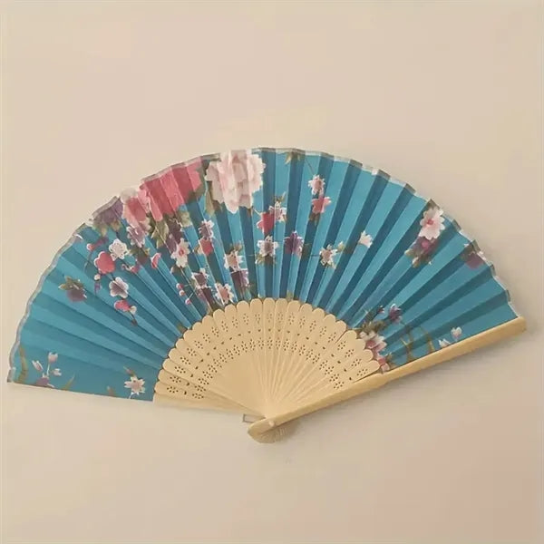 Chines Vintage Folding Baoboo Fans with Flower Wedding Gifts