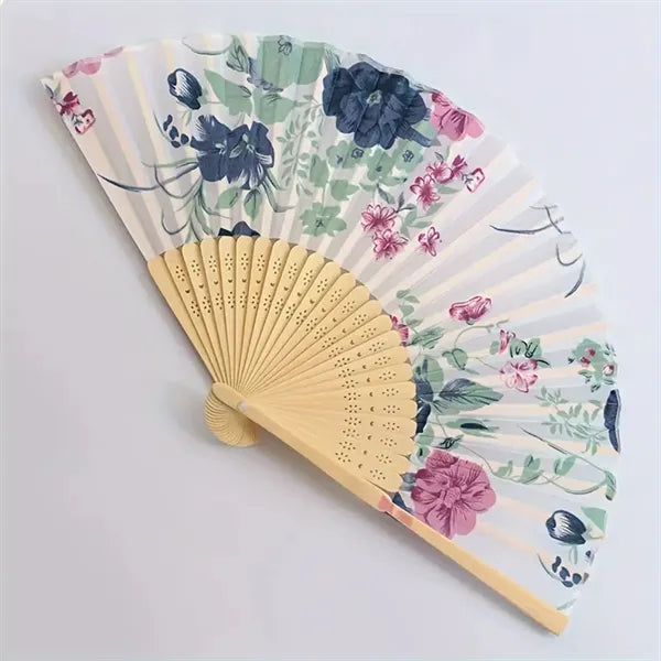 Chines Vintage Folding Baoboo Fans with Flower Wedding Gifts