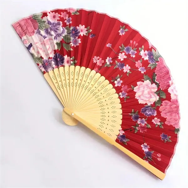 Chines Vintage Folding Baoboo Fans with Flower Wedding Gifts