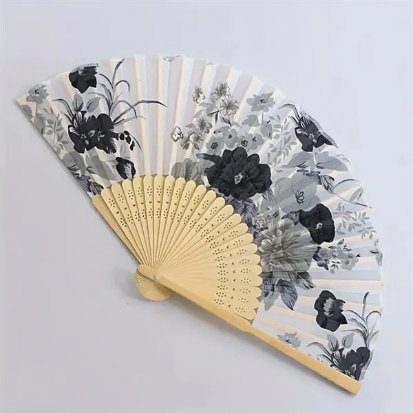 Chines Vintage Folding Baoboo Fans with Flower Wedding Gifts