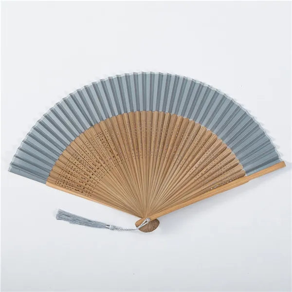 Elegant Black Bamboo Folding Fan Chinese Vintage Style