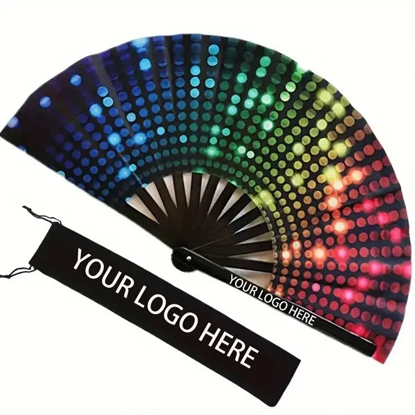 Large Folding Hand UV Glow Clack Handheld Fan