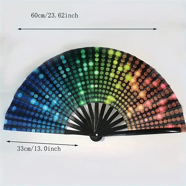 Large Folding Hand UV Glow Clack Handheld Fan