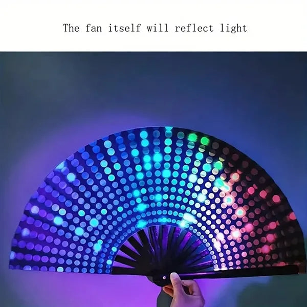 Large Folding Hand UV Glow Clack Handheld Fan