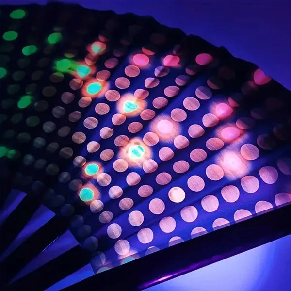 Large Folding Hand UV Glow Clack Handheld Fan