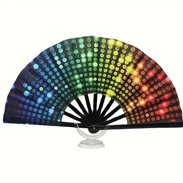 Large Folding Hand UV Glow Clack Handheld Fan