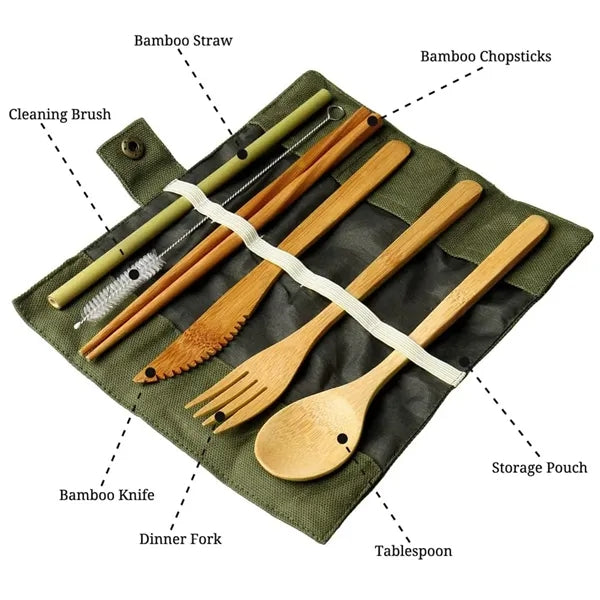 Bamboo Utensils Set with Case
