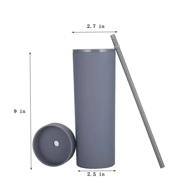 16oz Slim Tumblers With Straw