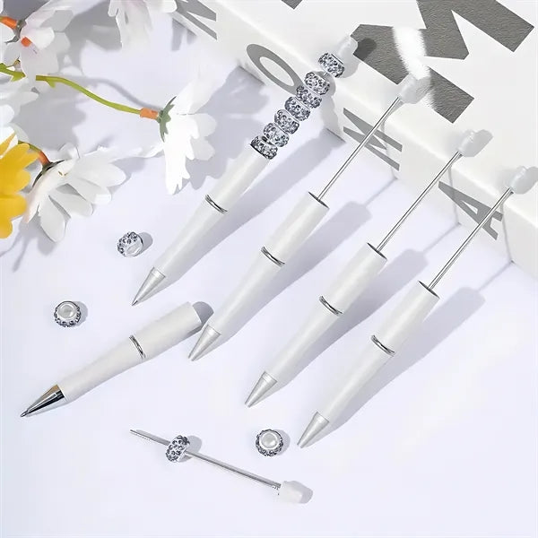 Beadable Pens Plastic Bead Black Ink Ballpoint
