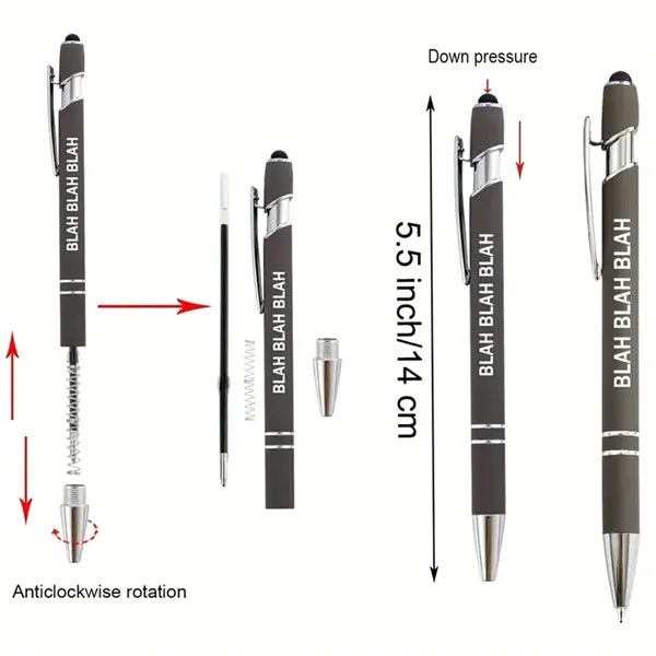 Rainbow Rubberized Soft Ballpoint Pen with Stylus
