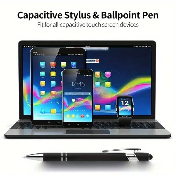 Rainbow Rubberized Soft Ballpoint Pen with Stylus