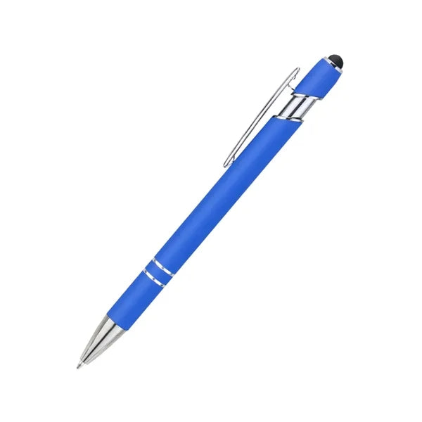 Rainbow Rubberized Soft Ballpoint Pen with Stylus