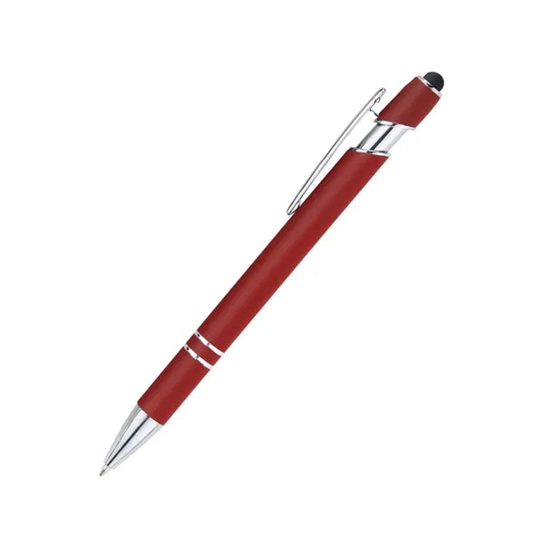 Rainbow Rubberized Soft Ballpoint Pen with Stylus