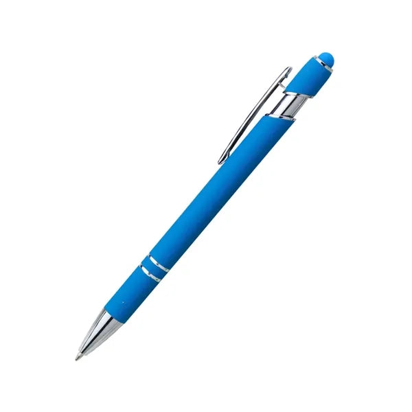 Rainbow Rubberized Soft Ballpoint Pen with Stylus