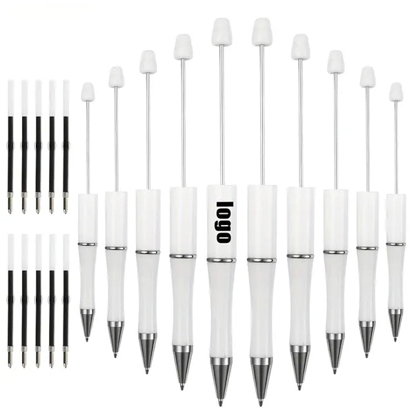Beadable Pens Plastic Bead Black Ink Ballpoint