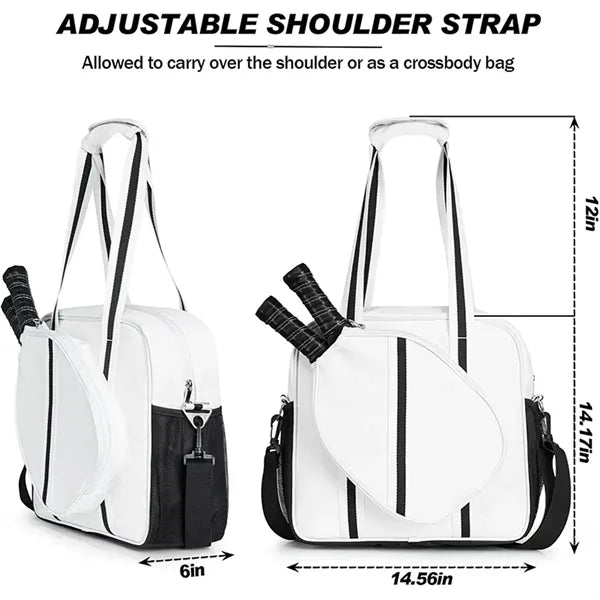 Large Pickleball Tote Bag With Zipper Shoulder Strap