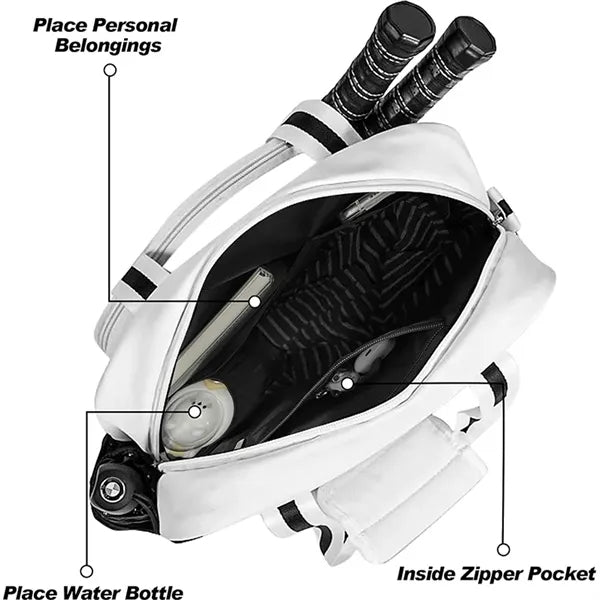 Large Pickleball Tote Bag With Zipper Shoulder Strap