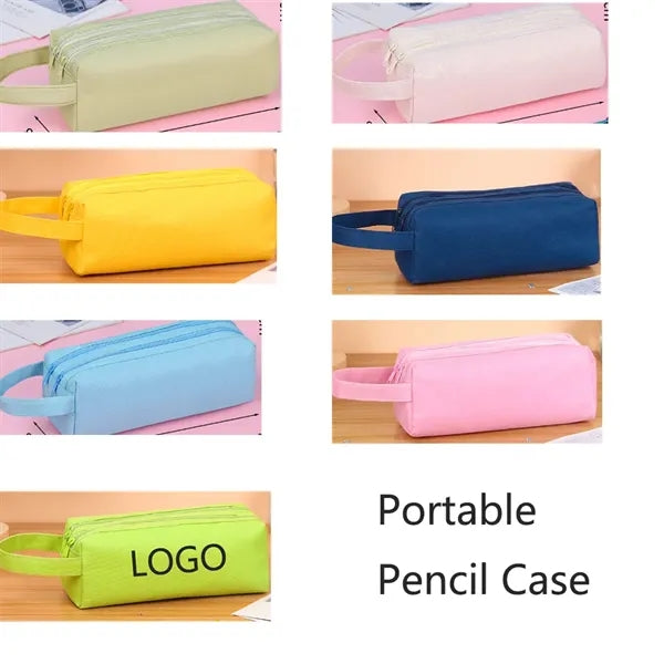 7.8" Portable Oxford Zipper Pencil Case Pen Bag