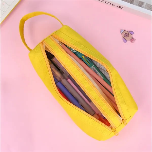 7.8" Portable Oxford Zipper Pencil Case Pen Bag
