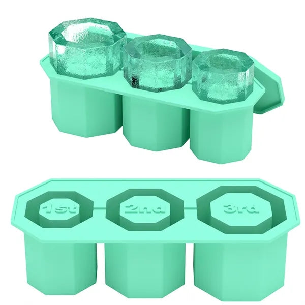 3 In 1 Silicone Hollow Octagonal Ice Mold Tray with Lid