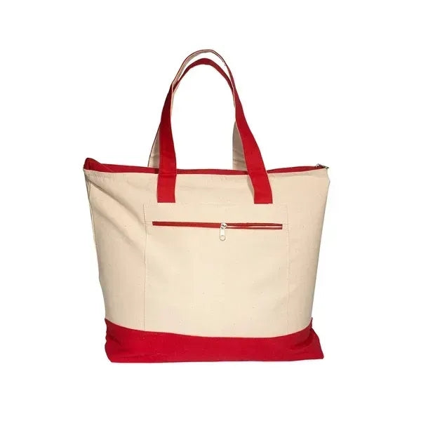 Zippered Cotton Boat Tote Bag