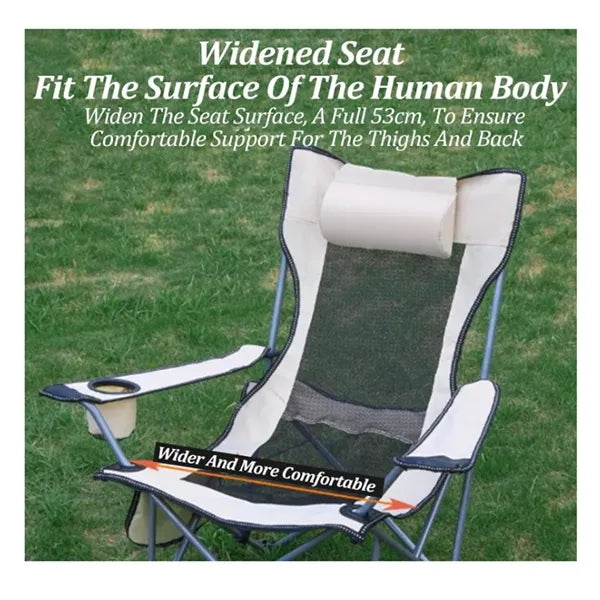 Oversized Camping Folding Chair X-Shaped Steel Frame Fixed