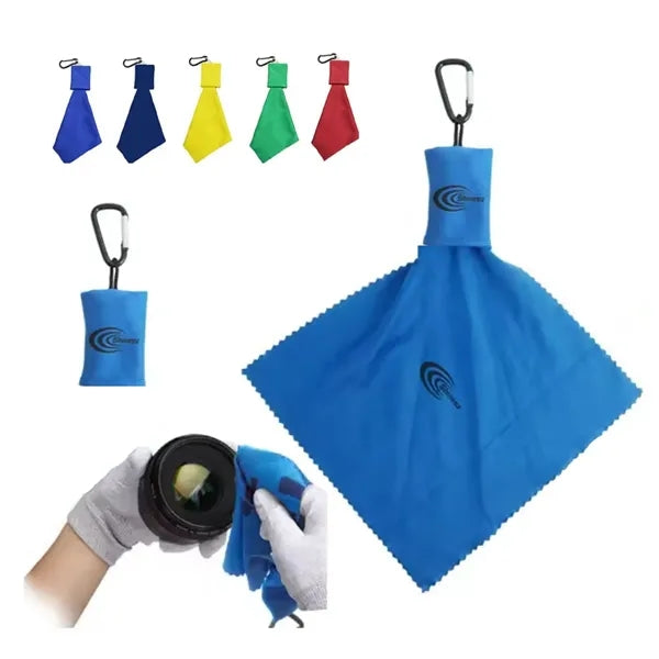 Microfiber Eyeglasses Cleaning Cloth in Pouch with Key Chain