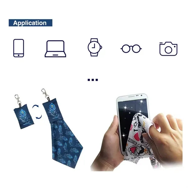 Microfiber Eyeglasses Cleaning Cloth in Pouch with Key Chain