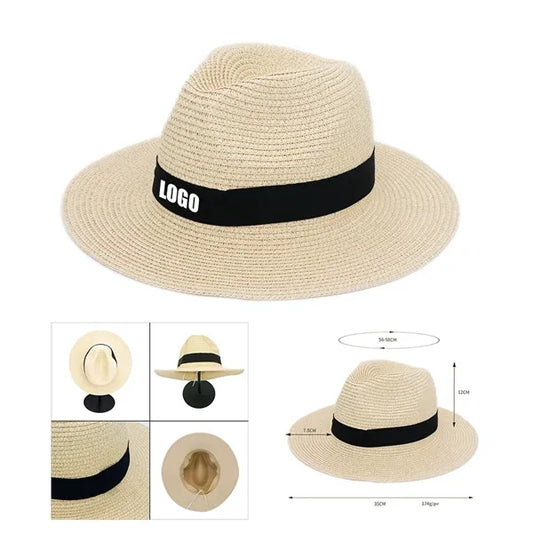 Knitted Straw Hat With Custom Patch