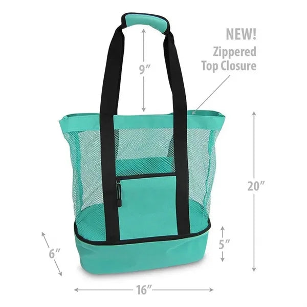 Canvas Beach Mesh Picnic Tote Bag