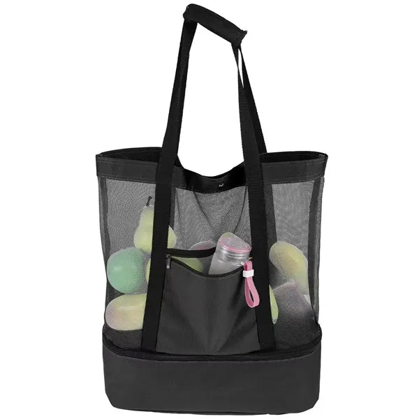 Canvas Beach Mesh Picnic Tote Bag