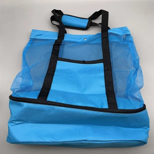 Canvas Beach Mesh Picnic Tote Bag