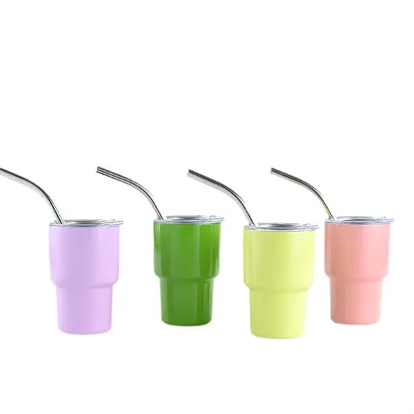 3 oz Mini Tumbler Shot Glass with Straw and Lid