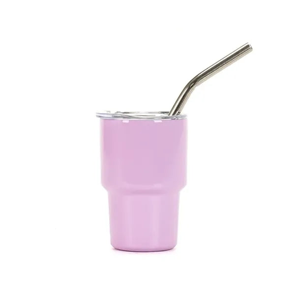3 oz Mini Tumbler Shot Glass with Straw and Lid