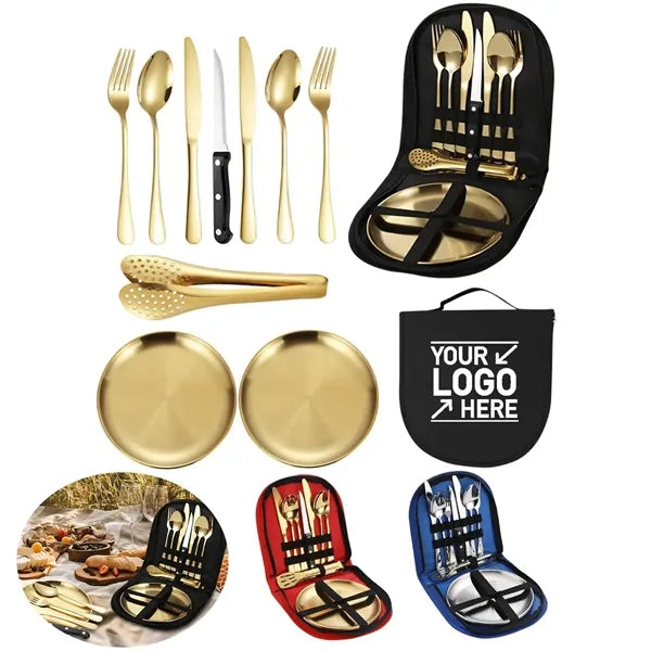 10pcs Outdoor Camping Picnic Mess Kits Tableware Set