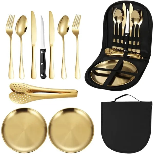 10pcs Outdoor Camping Picnic Mess Kits Tableware Set