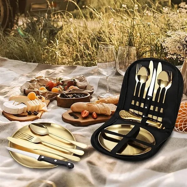 10pcs Outdoor Camping Picnic Mess Kits Tableware Set